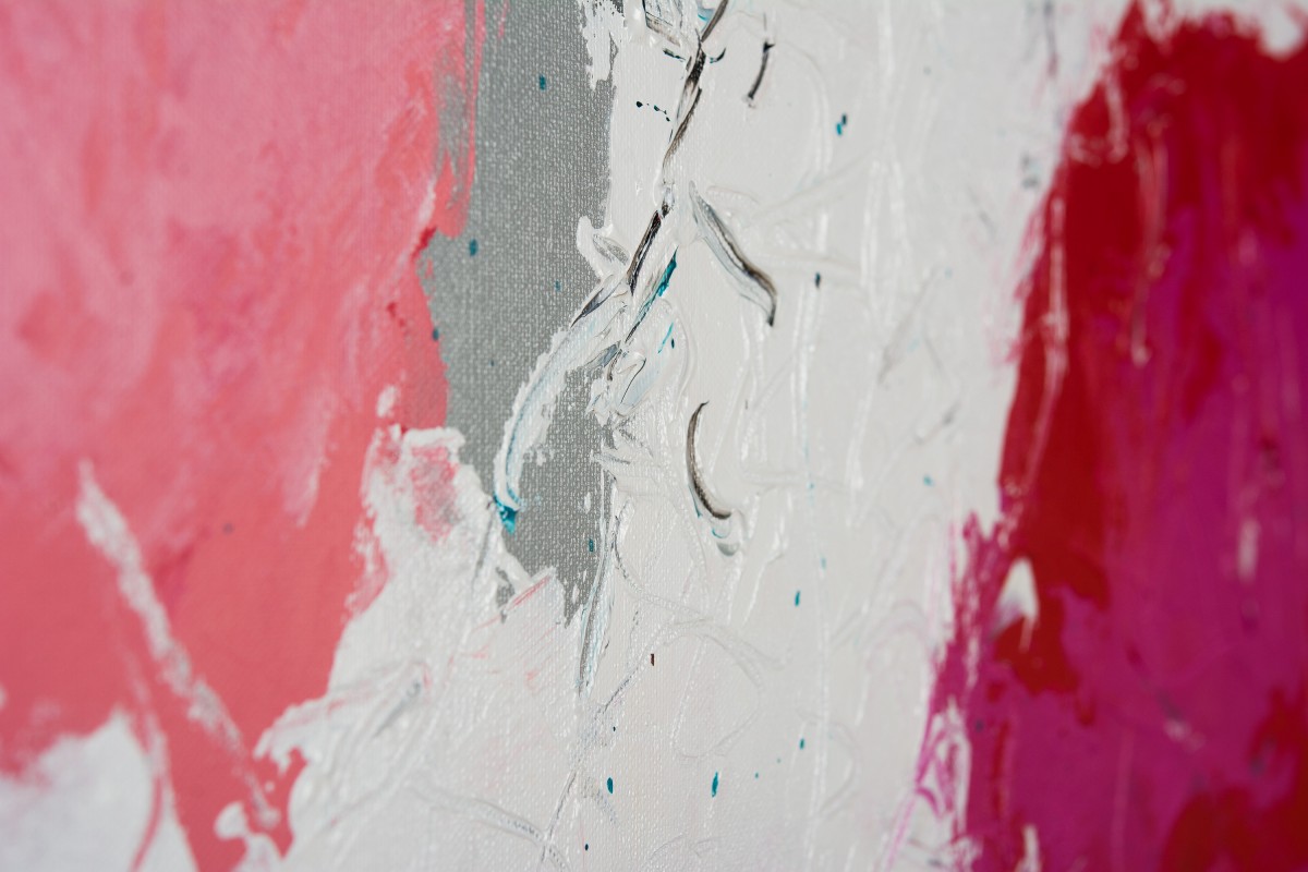 1200x800 Playful By Qiqigallery 30 X 30 Abstract Painting Red White Grey - Red White And Blue Painting