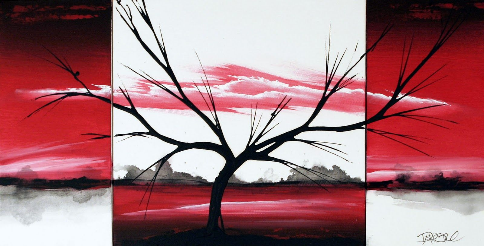 1600x816 Red And Black Abstract Paintings Abstract Art Black And White Red - Red White Black Painting