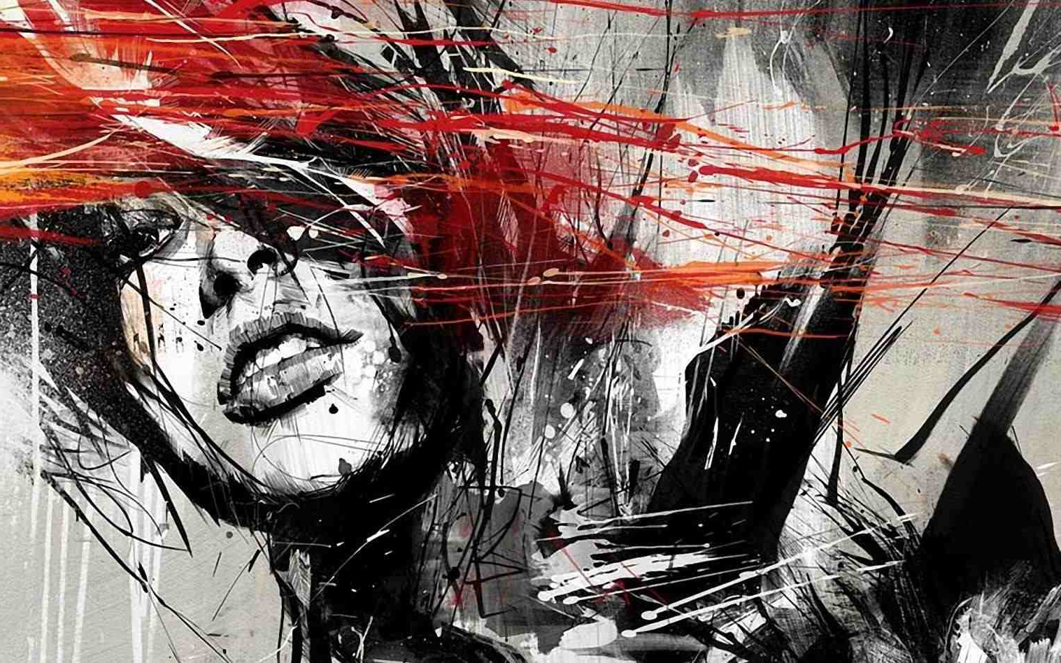 1517x948 Red White Black Painting - Red White Black Painting