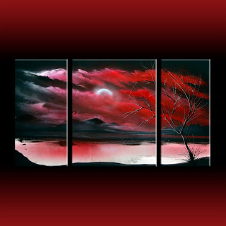 320x320 Red Original Fine Art Paintings By Dapore Red Landscape Painting - Red White Black Painting