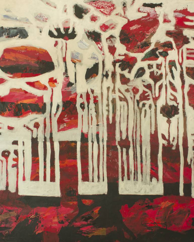 770x962 Saatchi Art Red, White, Black Painting By Simonida Djordjevic - Red White Black Painting