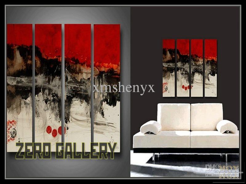 800x600 2018 Hand Painted High Quality Abstract Red Black White Oil - Red White Black Painting
