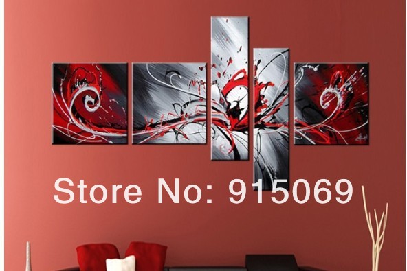 592x395 Wholesale Black Red White Abstract Wall Art Canvas Oil Painting - Red White Black Painting