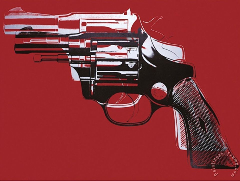 960x724 Andy Warhol Guns C 1981 82 White And Black On Red Painting - Red White Black Painting