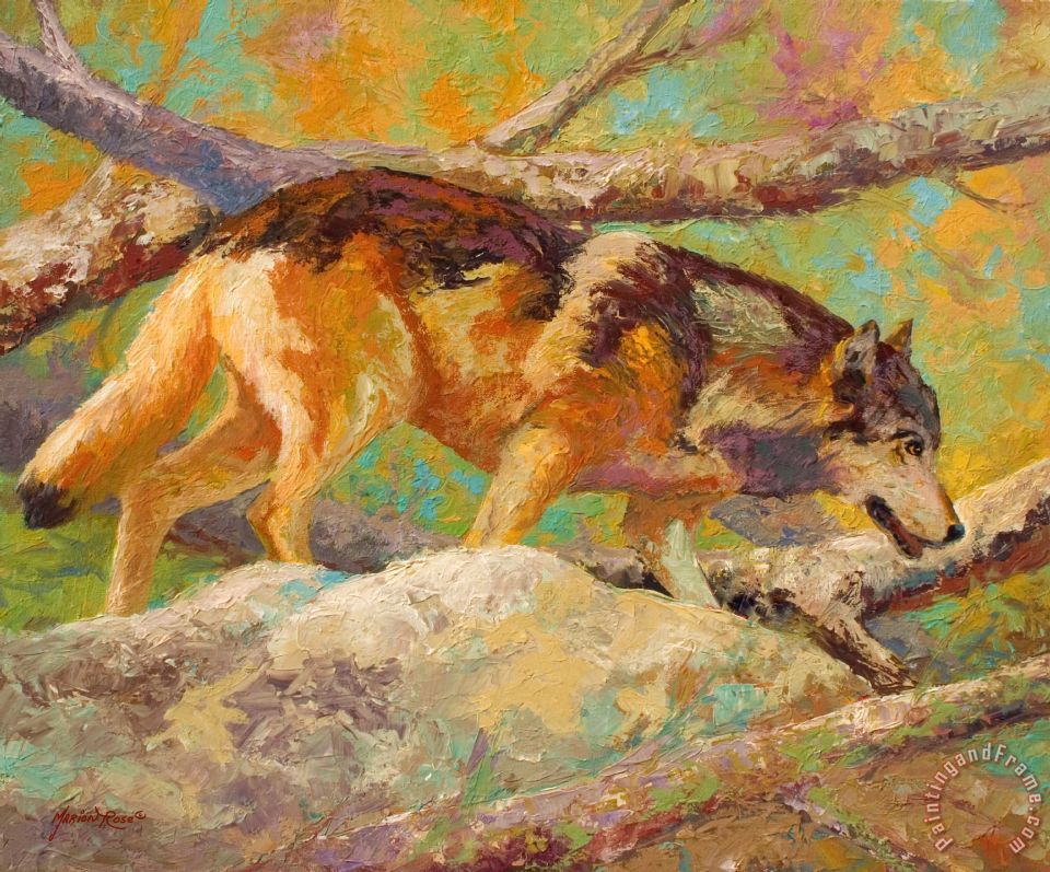 960x797 Marion Rose Prowler - Red Wolf Painting