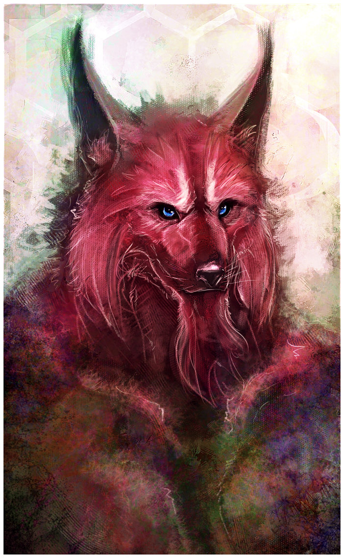 702x1137 Painted Wolf Portrait By W4tsup - Red Wolf Painting