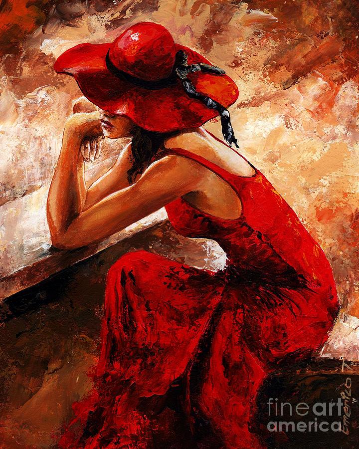 720x900 Lady In Red 21 Painting By Emerico Imre Toth - Red Woman Painting