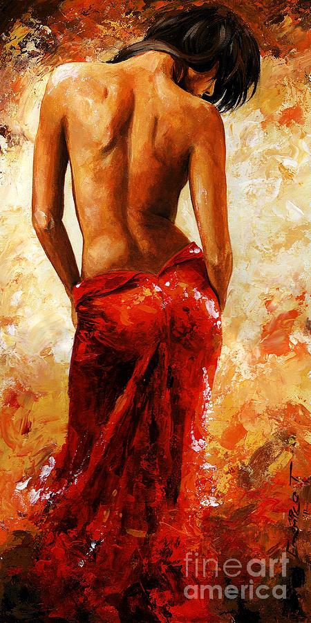 450x900 Lady In Red 27 Painting By Emerico Imre Toth - Red Woman Painting