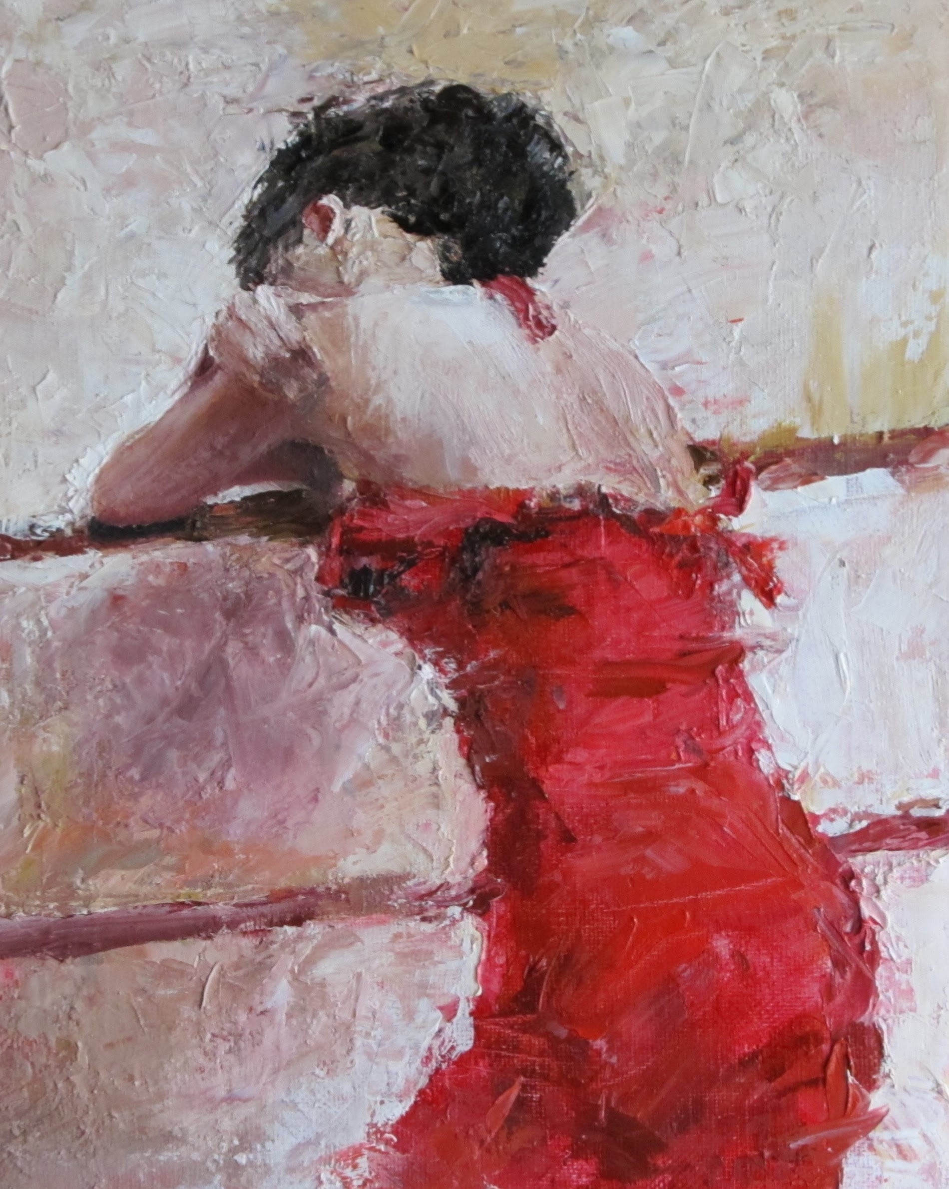 1900x2380 My First Oil Painting Attempt, A Woman In Red Dress. - Red Woman Painting