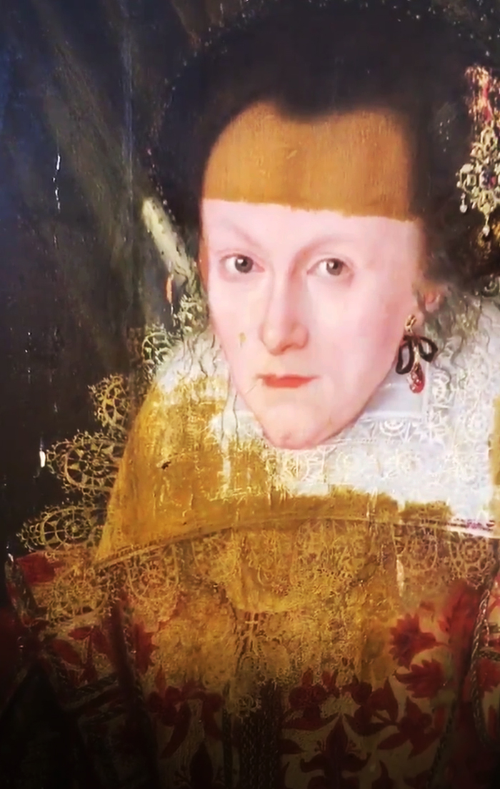 700x1104 Art Expert Removes 200 Year Old Yellowing Varnish From A 399 Year - Red Woman Painting