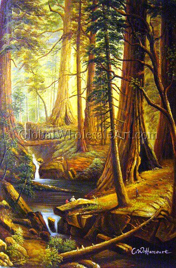 345x525 Albert Bierstadt - Red Wood Painting