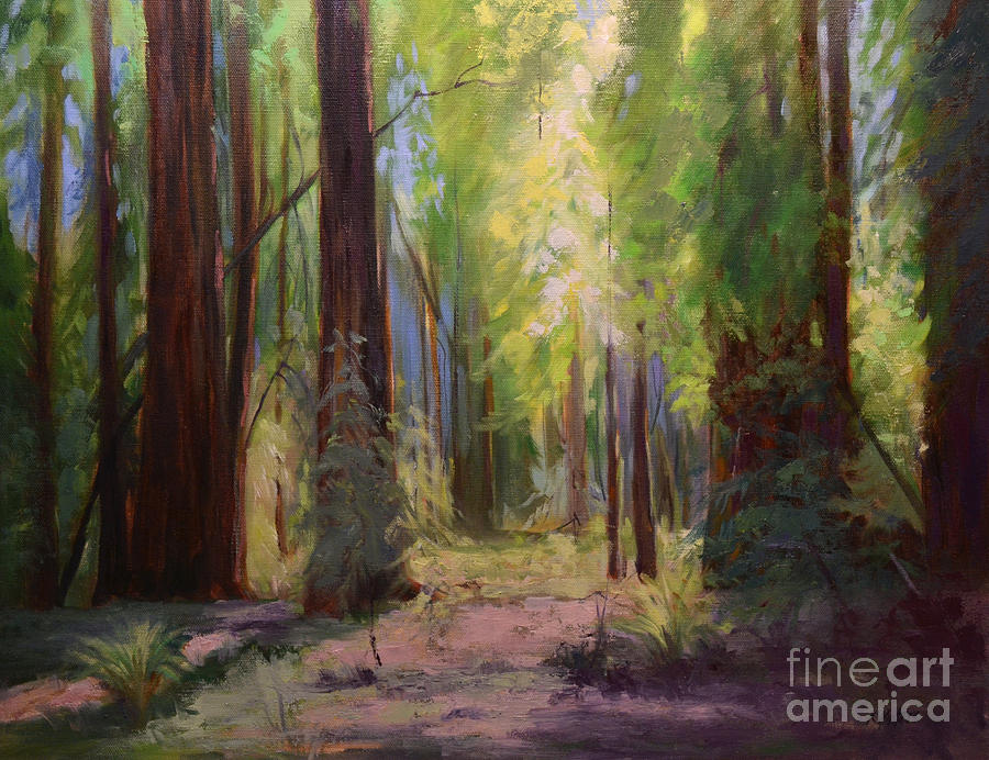 900x692 Redwood Cathedral Armstrong Redwood Grove Oil Painting Painting By - Red Wood Painting