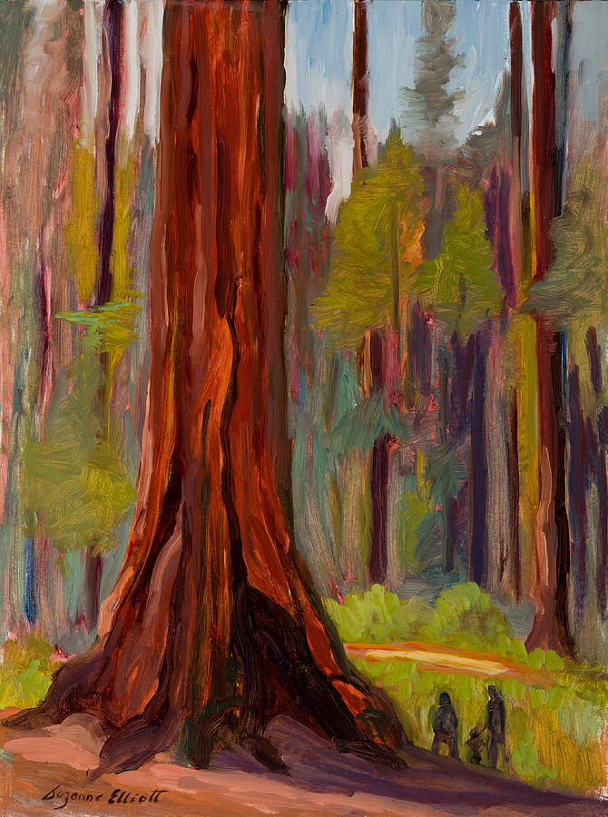 670x900 Redwood Giant Painting By Suzanne Elliott - Red Wood Painting