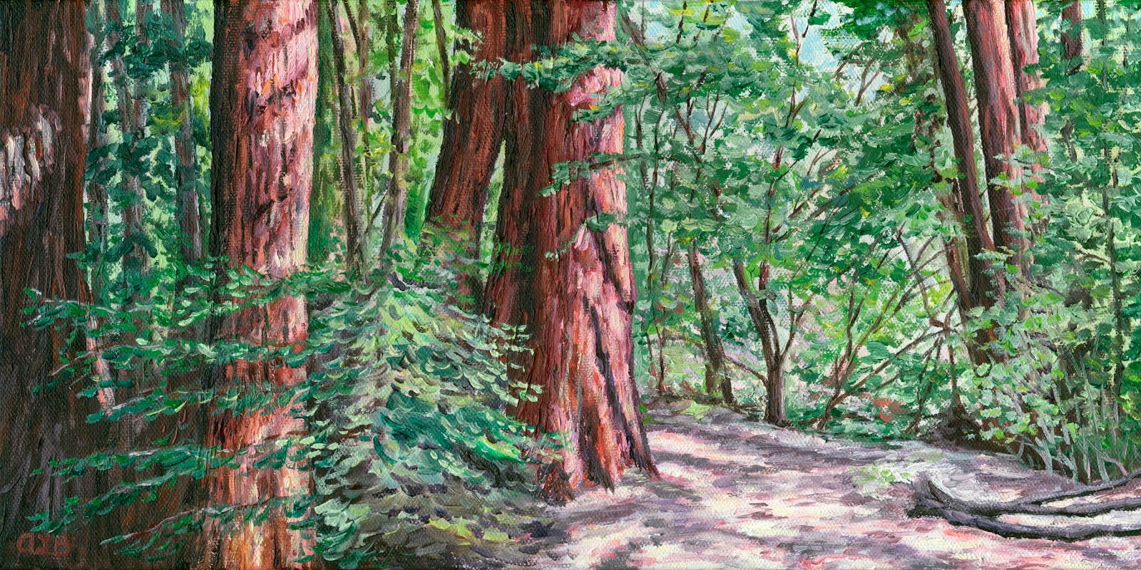 1600x800 Audra's Oil Paintings Commission Path Through The Redwoods (2015 - Red Wood Painting