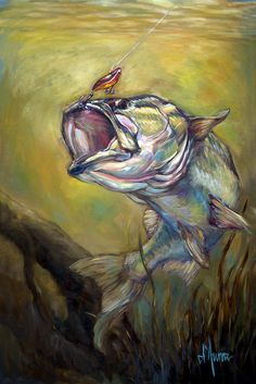 236x353 Redfish Original Painting - Redfish Painting