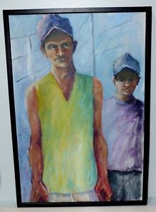 220x300 American Heartland Farmer Father Amp Son Redneck Oil Painting Signed - Redneck Painting