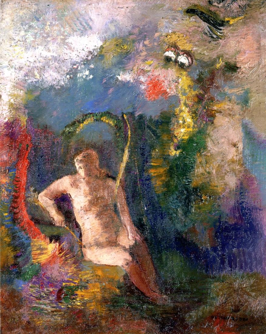 876x1099 Landscape With Eve Painting Odilon Redon Oil Paintings - Redon Painting