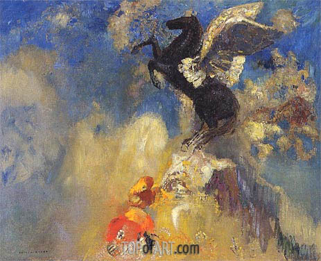 463x376 The Black Pegasus Odilon Redon Painting Reproduction 3569 - Redon Painting