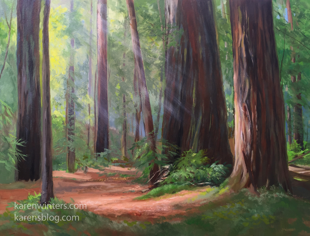 1000x763 Sequoia And Redwood Tree Oil Paintings By California Landscape - Redwood Forest Painting