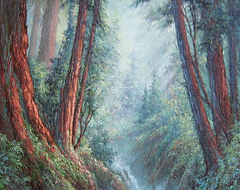 340x270 Redwood Painting Etsy - Redwood Tree Painting