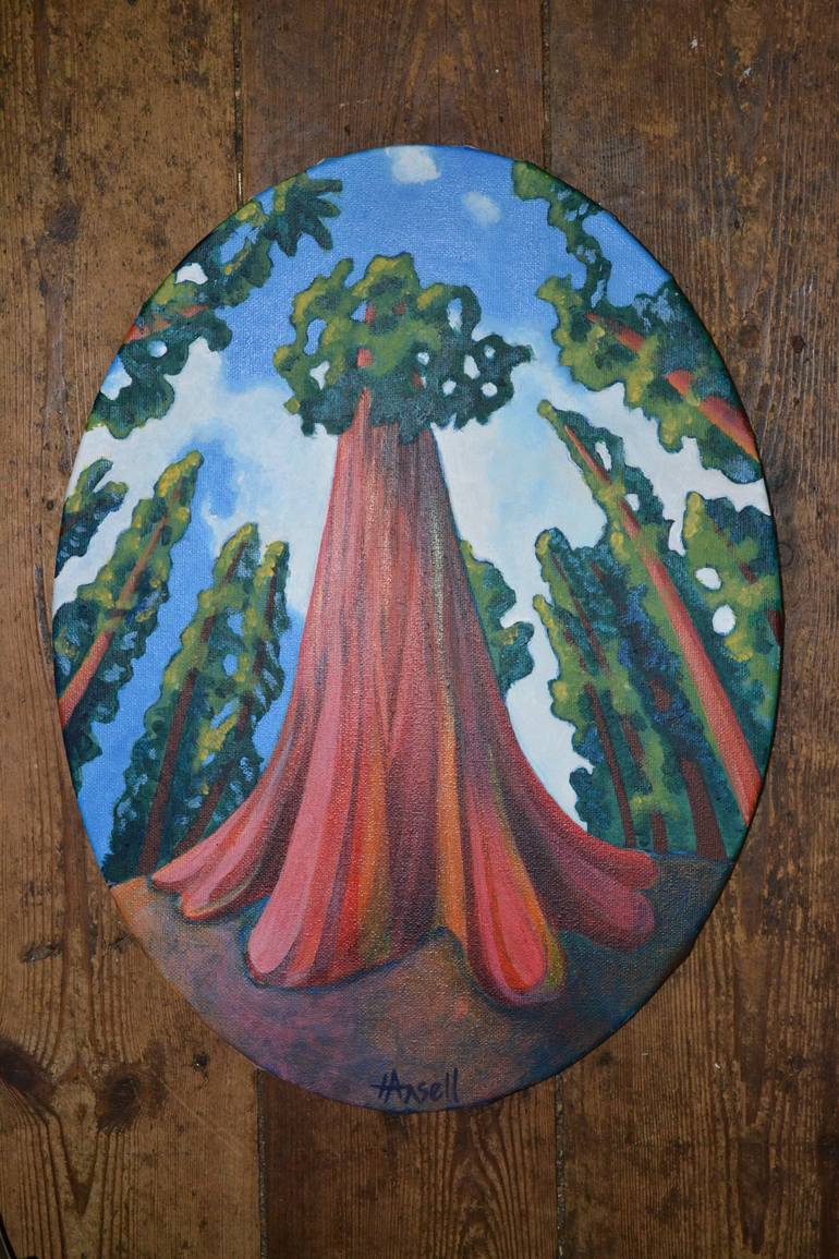 770x1155 Saatchi Art Giant Redwood Tree Painting By Helen Ansell - Redwood Tree Painting