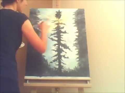 480x360 Sped Up Painting Of A Redwood Tree - Redwood Tree Painting