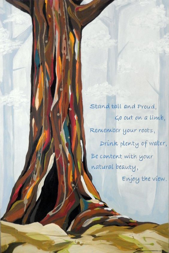 564x843 Colourful Redwood Tree Trunk, Advice From A Tree Poem Acrylic - Redwood Tree Painting