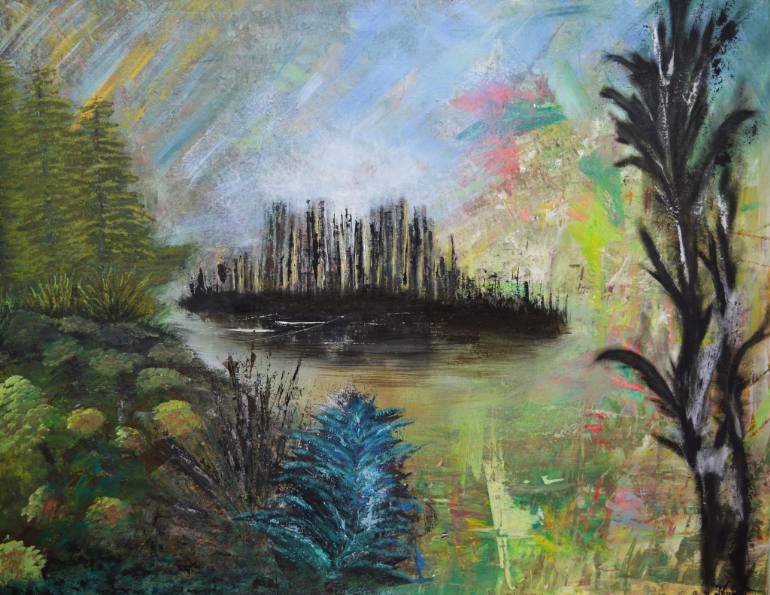 770x595 Saatchi Art Water Reed Painting By Julia Nissimoff - Reed Painting