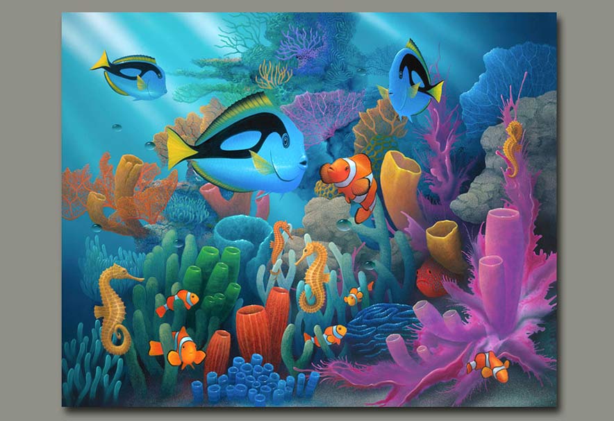 884x607 Fish Painting - Reef Painting