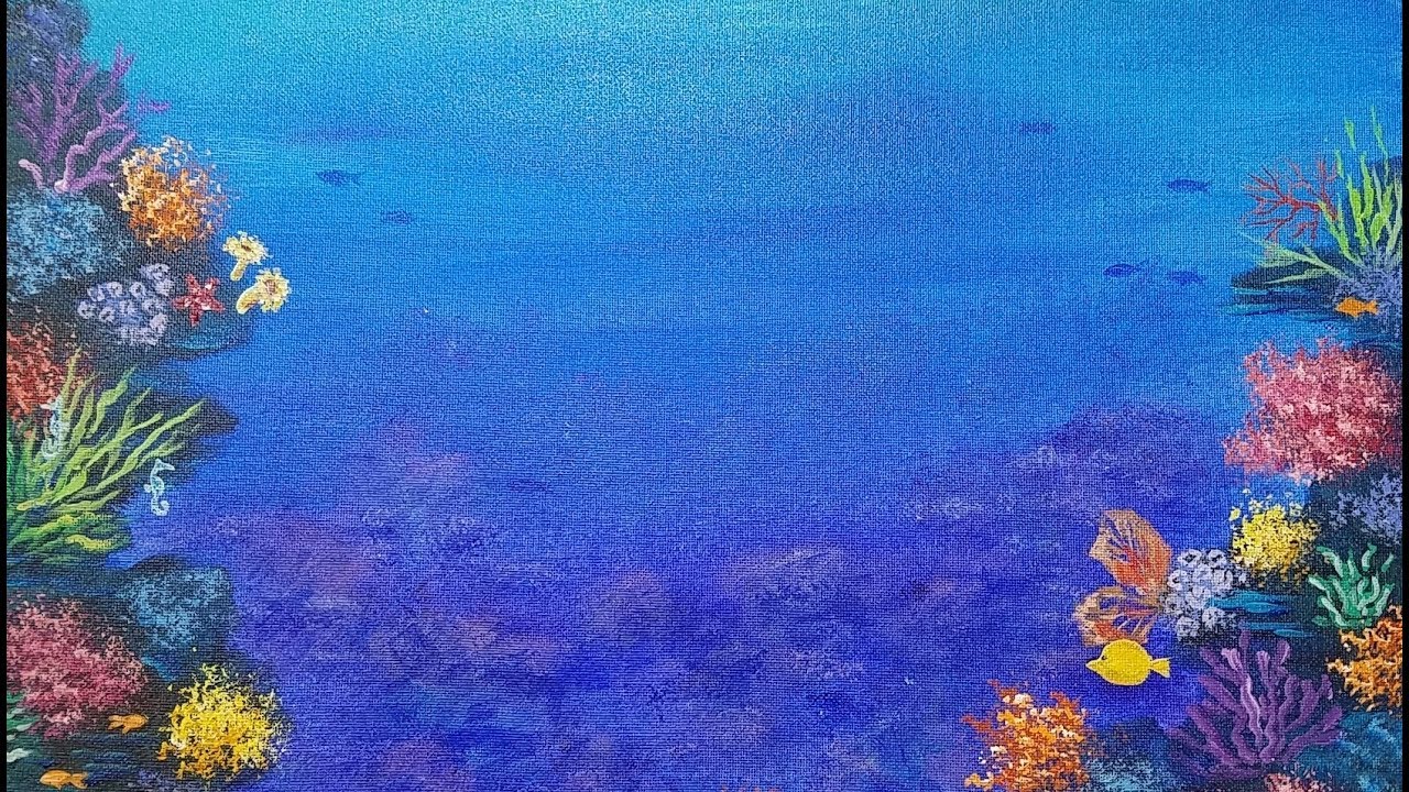1280x720 Ocean Coral Reef Acrylic Painting Tutorial Live Beginner Lesson - Reef Painting