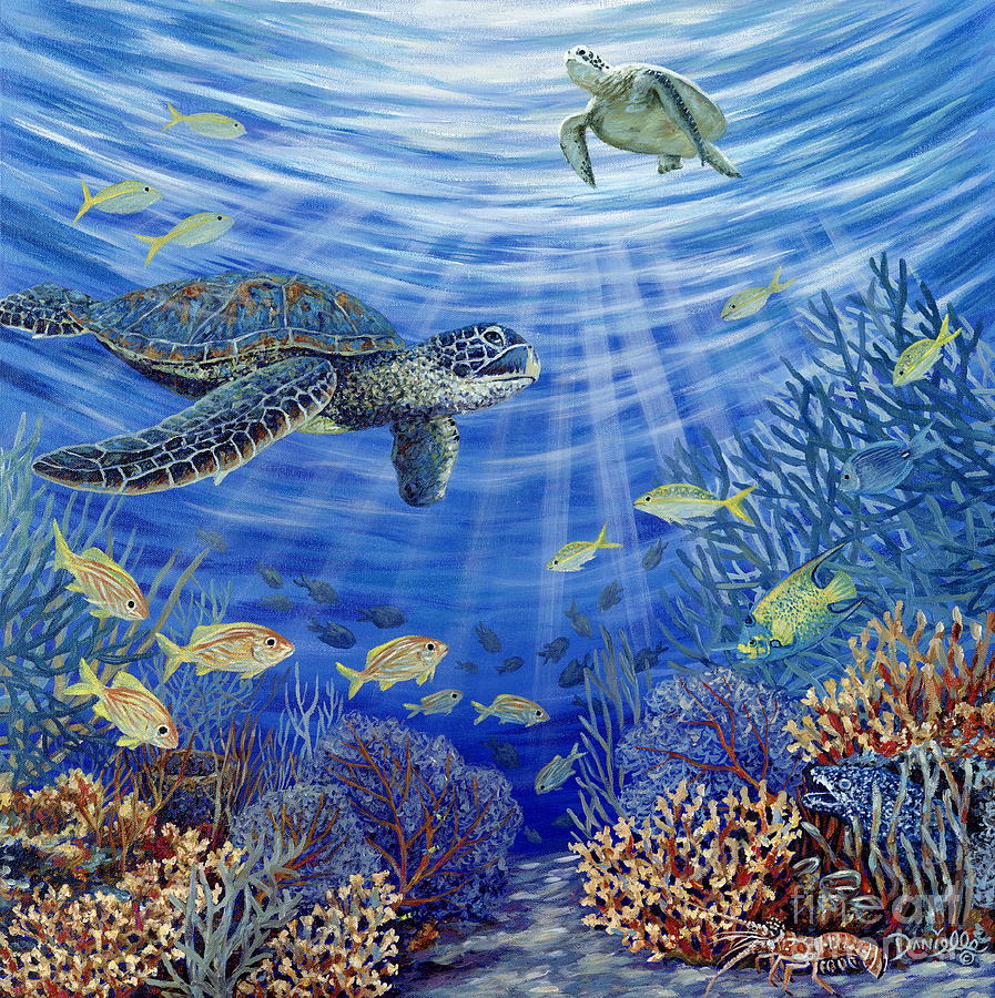 897x900 Sunshine Reef Painting By Danielle Perry - Reef Painting