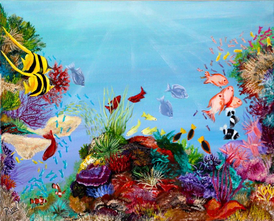 900x725 Coral Paintings The Coral Reef Painting - Reef Painting