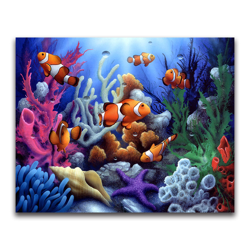 800x800 Clown Fish Reef Diamond Painting Embroidery Kit 5d Diamond - Reef Painting