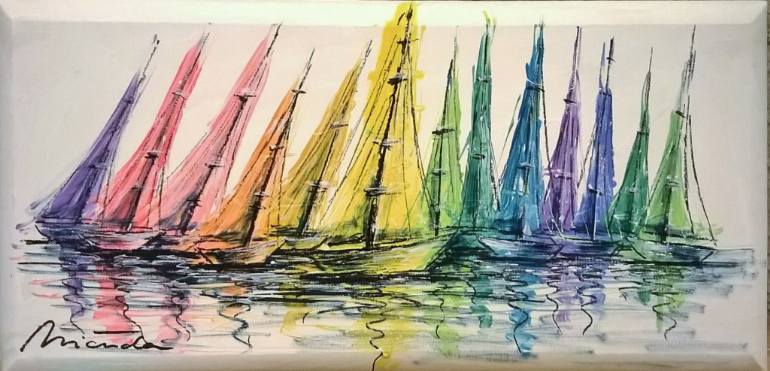 770x371 Saatchi Art Rainbow Regatta Painting By Petra Micuda - Regatta Painting