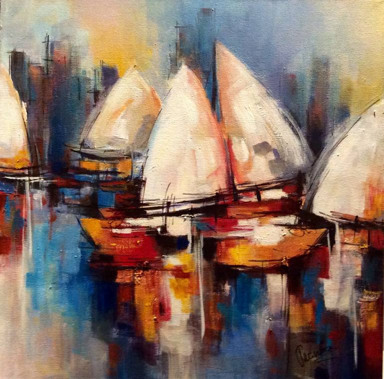 770x759 Saatchi Art Sailboat Regatta Painting By Jacintha Krish - Regatta Painting