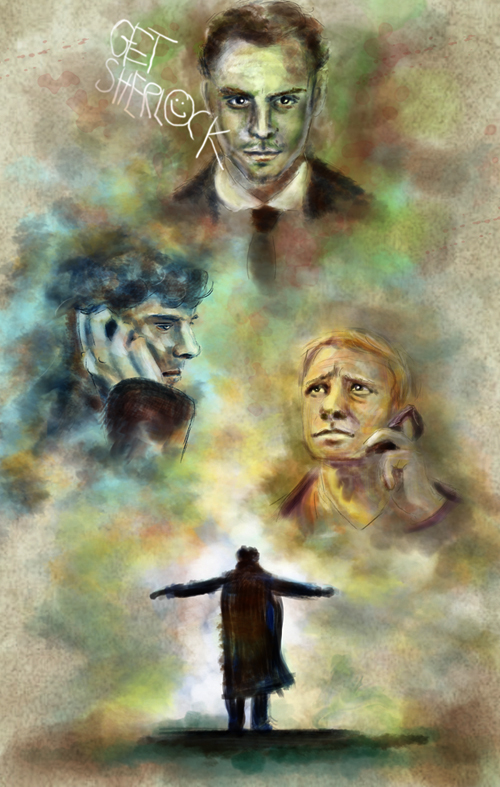 500x787 The Reichenbach Fall By Guad - Reichenbach Falls Painting