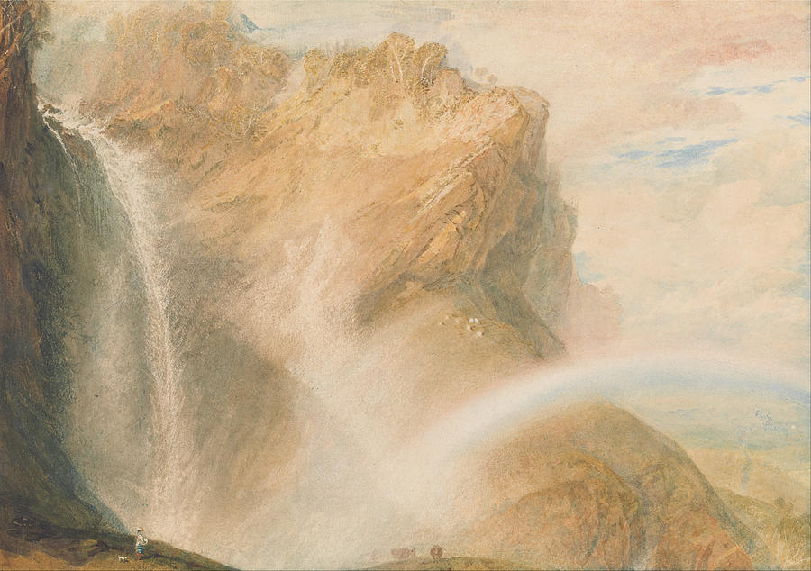 900x634 Upper Falls Of The Reichenbach Painting By William Turner - Reichenbach Falls Painting