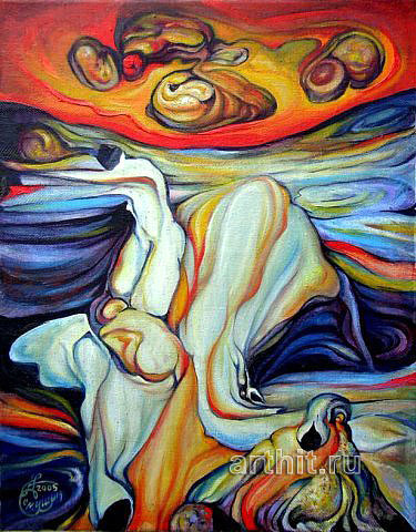 375x480 Original Paintings For Sale. Surrealism. Reincarnation. Semushin - Reincarnation Painting