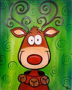 241x300 Crazy Reindeer - Reindeer Canvas Painting