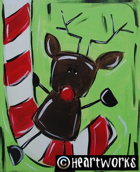 456x561 Gallery Heart Works - Reindeer Canvas Painting