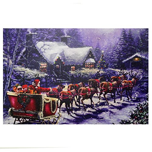500x500 Northlight Led Lighted Santa And Reindeer Making Deliveries - Reindeer Canvas Painting