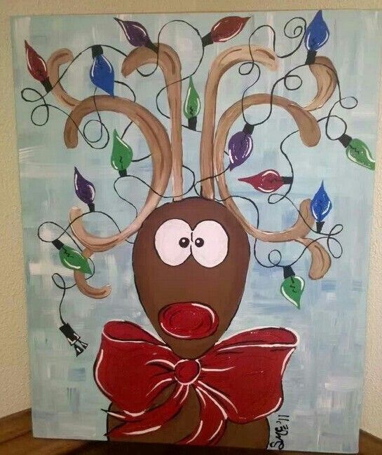 545x650 Reindeer Canvas Painting Christmas Times A Comin' Canvas - Reindeer Canvas Painting