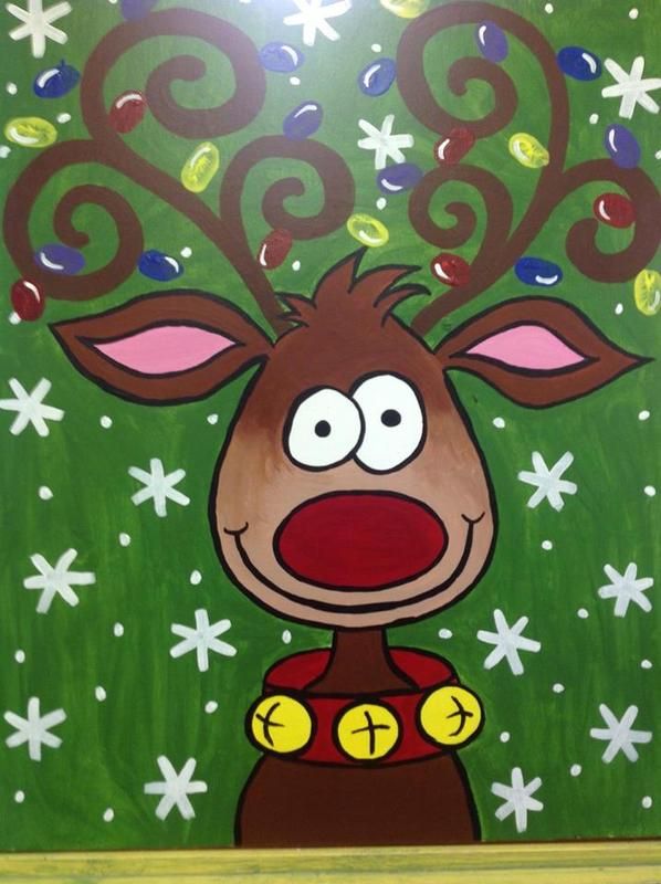 598x800 Cute Reindeer Painting Kids Canvas Painting December 14th Cute - Reindeer Canvas Painting