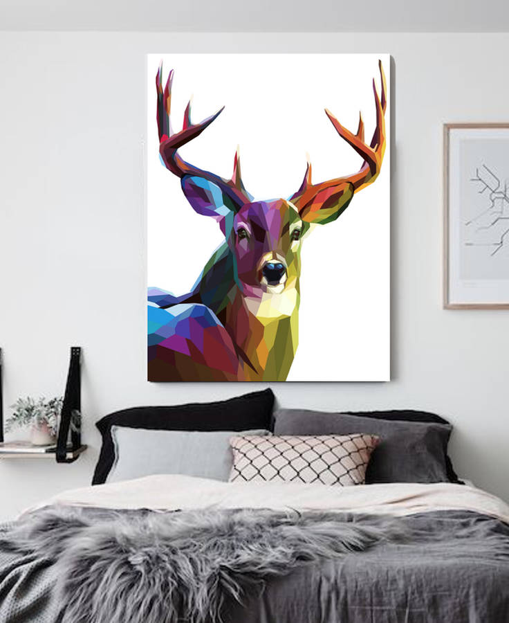 736x900 She's Looking - Reindeer Canvas Painting