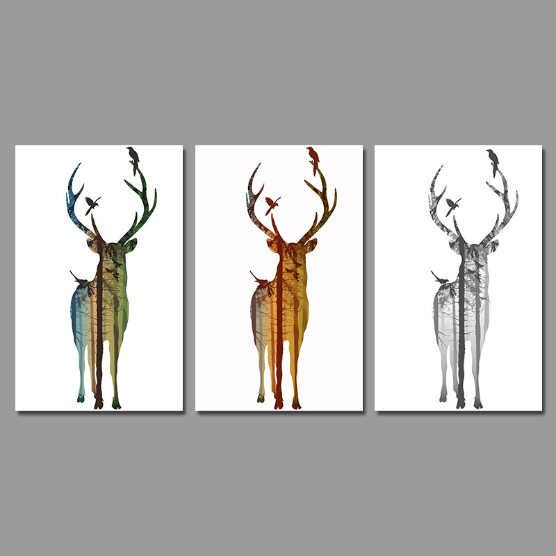 800x800 Big Size Landscape Deer Christmas Decoration Wall Art Picture Xmas - Reindeer Canvas Painting