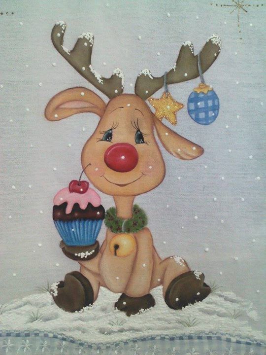 540x720 Pin By Sharon Cook On Painted Reindeer Folk Art - Reindeer Christmas Painting