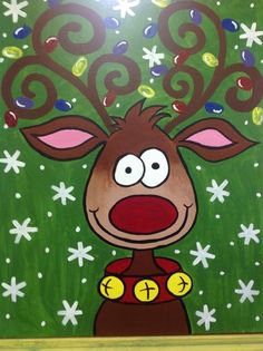 236x315 Reindeer Snowman Snow Winter Cold Christmas Chalk Idea - Reindeer Christmas Painting