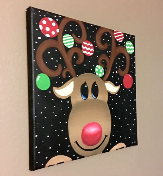 556x600 50 Christmas Reindeer Decorations To Make - Reindeer Christmas Painting