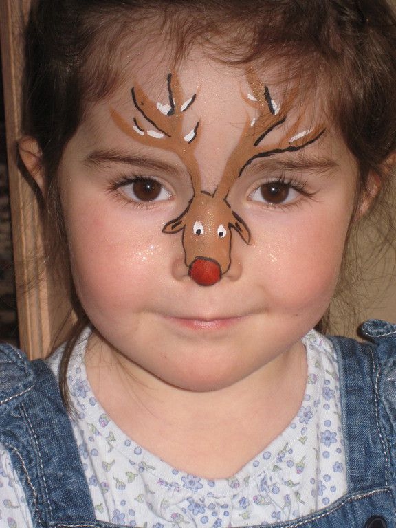 576x768 37 Best Christmas Face Painting For Kids Images - Reindeer Face Painting