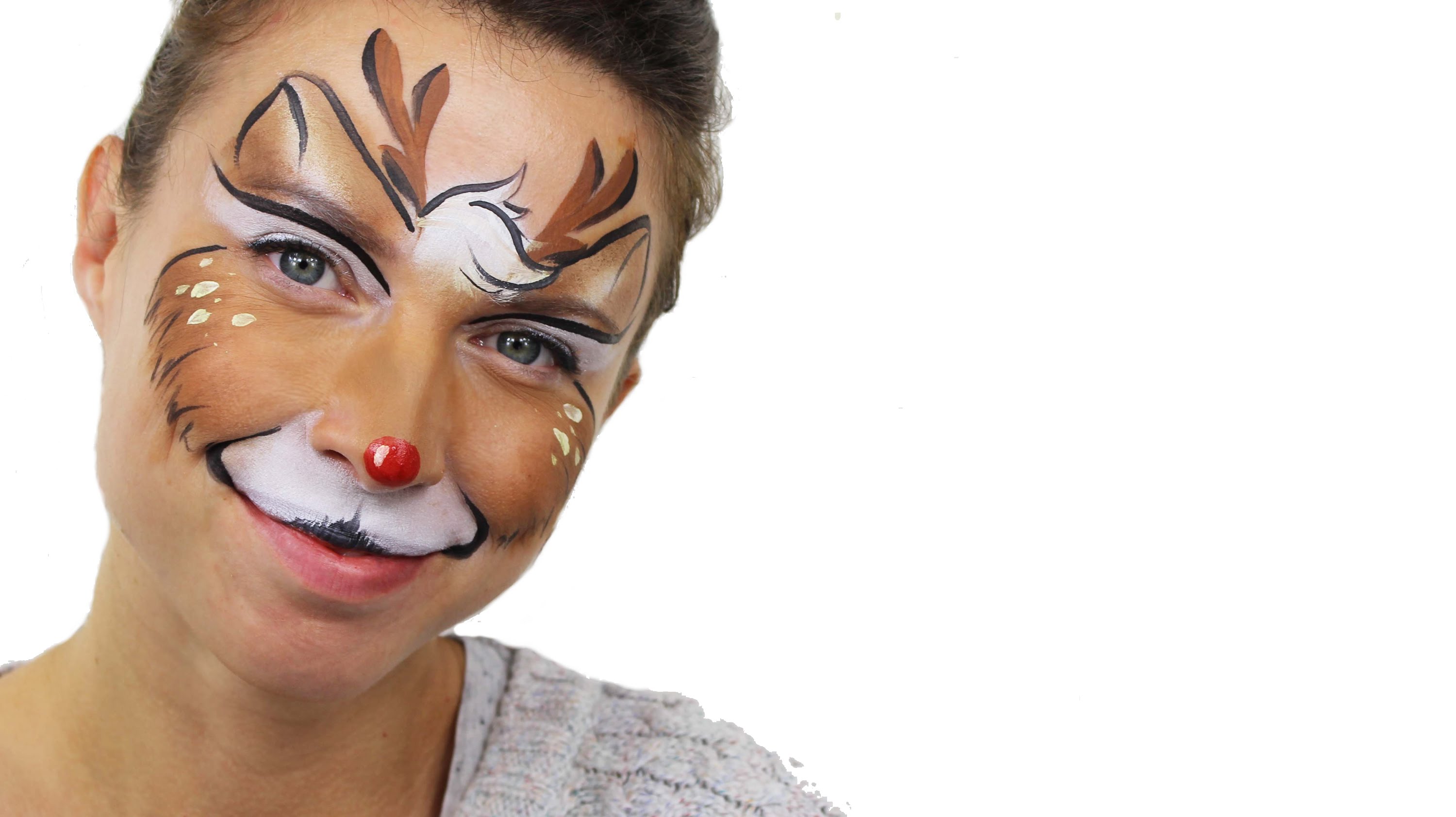3000x1683 Christmas Reindeer Face Paint Tutorial Snazaroo - Reindeer Face Painting